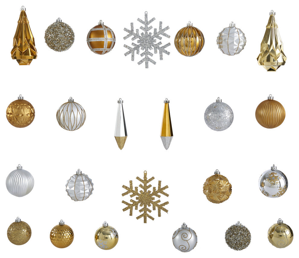 Shatterproof, 52 Count Xmas Tree Ornament Set, 80mm to 150mm With Reusable Tray