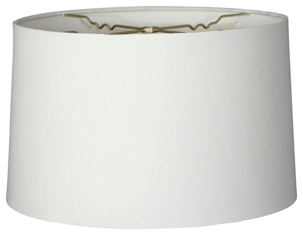 Royal Designs Shallow Drum Hardback Lampshade, White, 15"x16"x10"
