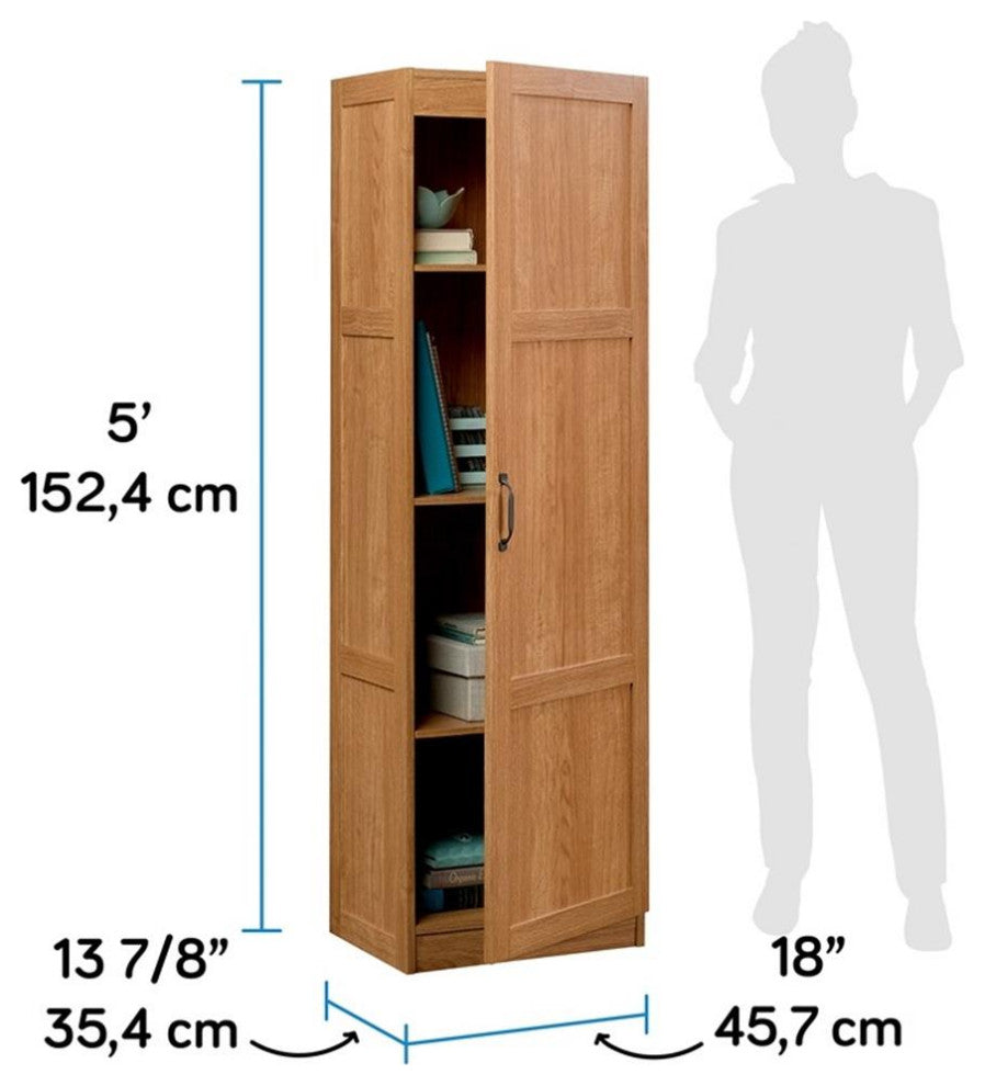 Sauder Engineered Wood Storage Pantry in Highland Oak Finish