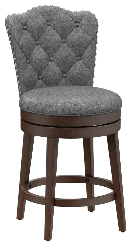 Hillsdale Edenwood Wood Counter Height Swivel Stool with Tufted Back