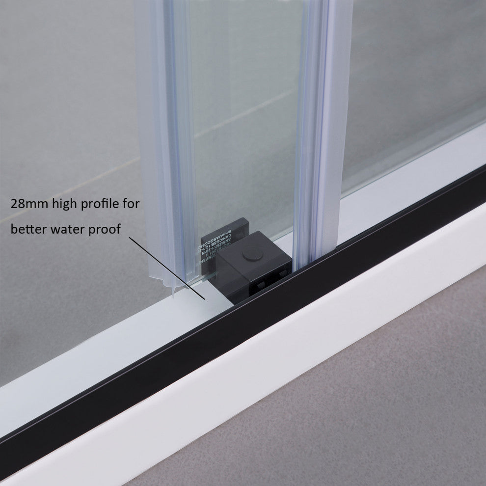 Spezia Double Sliding Frameless Shower Door, Matt Black, 56" W X 76" H