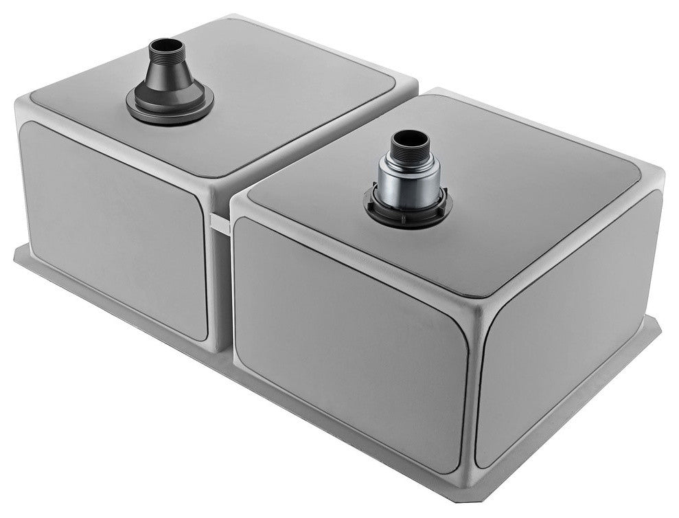 Undermount 32" 0-Hole 50/50 Double Bowl Kitchen Sink,Brushed Satin