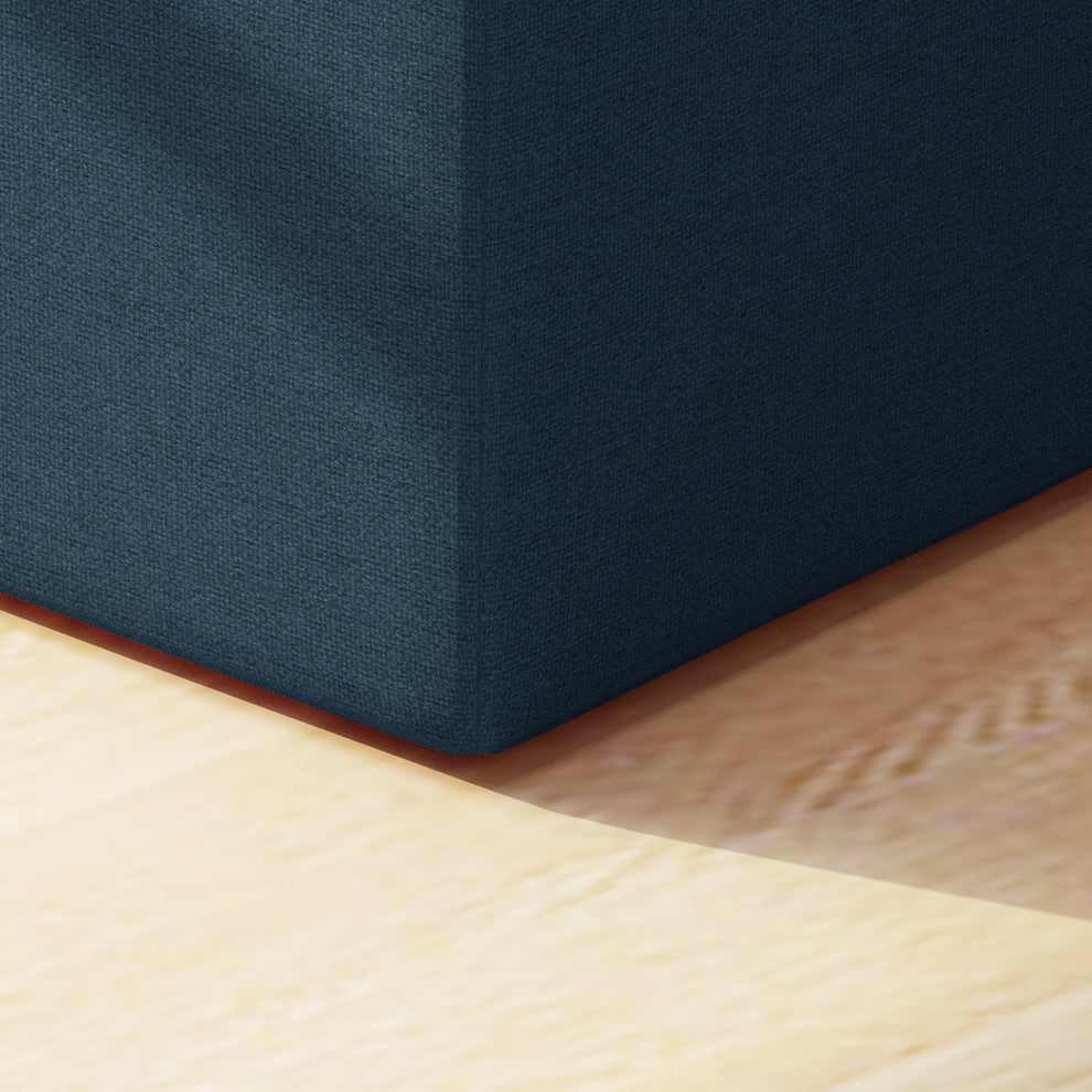 GDF Studio Cassie Fabric Square Ottoman, Navy Blue