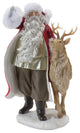 Santa Figurine With Reindeer 12"H