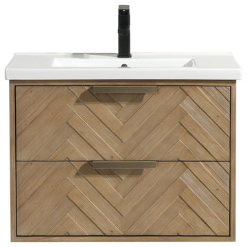 Ari Kitchen & Bath Carlsbad 30" Floating Bathroom Vanity Weathered Fir