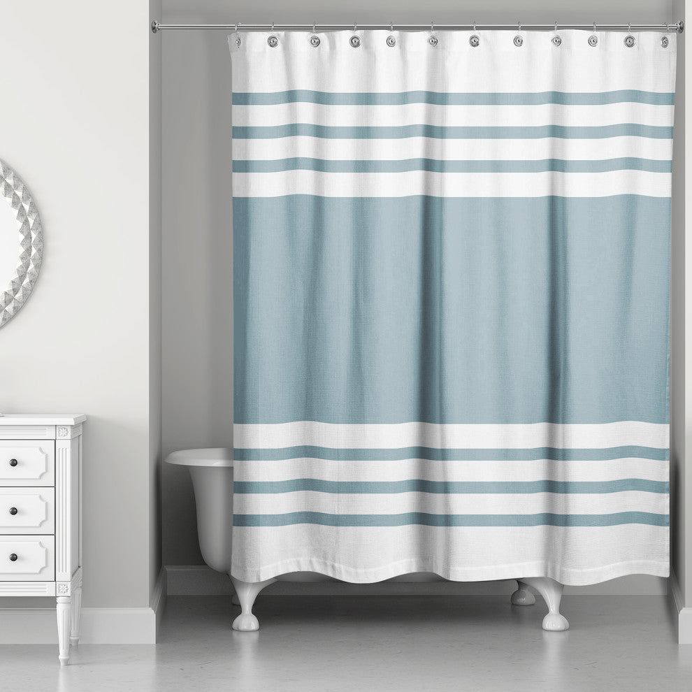 Farmhouse Stripe Shower Curtain, Teal