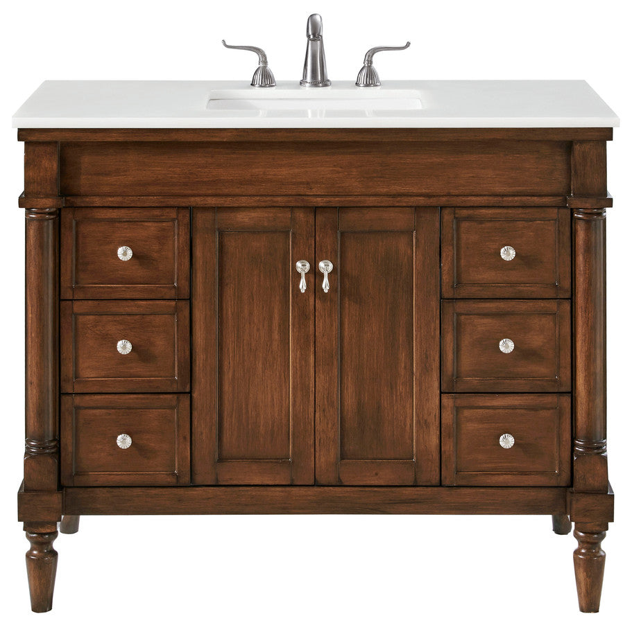 Elegant 42" Single Bathroom Vanity in Walnut