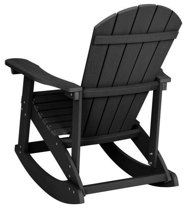 Savannah All-Weather Poly Resin Wood Adirondack Rocking Chair- Set of 2, Black
