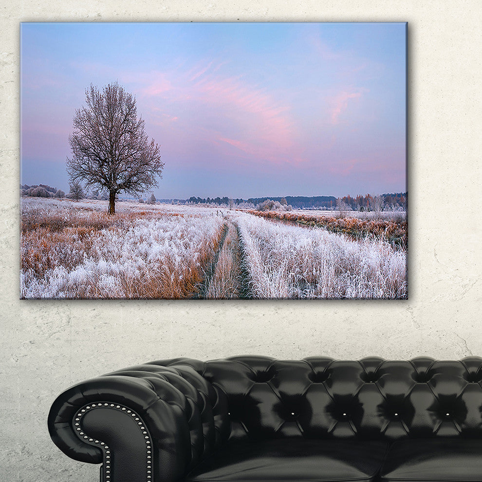 "Dry Oak Tree in Winter Panorama" Landscape Print Wall Art, 1 Panel, 60"x28"