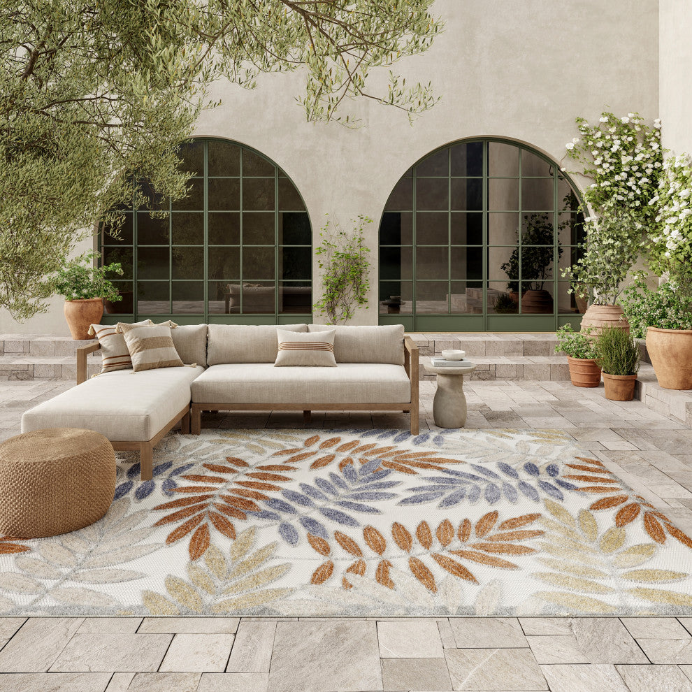 Nourison Aloha 6' x 9' Blue Mocha Outdoor Rug