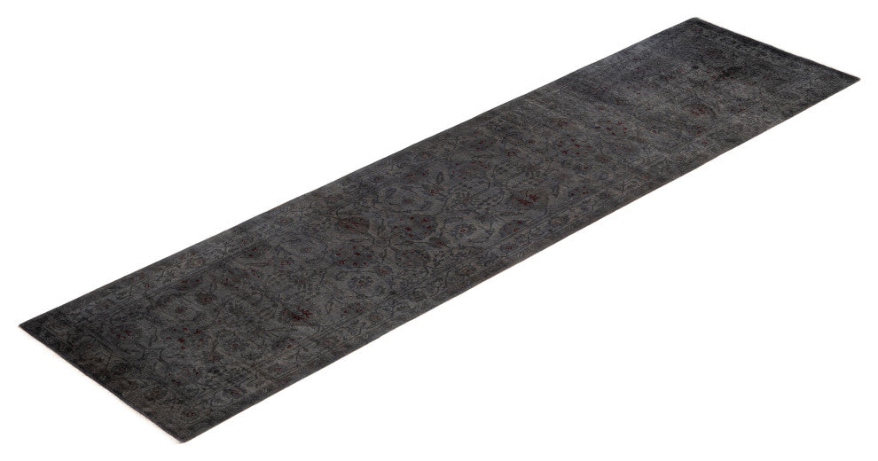 Overdyed One-of-a-Kind Hand-Knotted Area Rug Gray, 3' 0" x 11' 10"