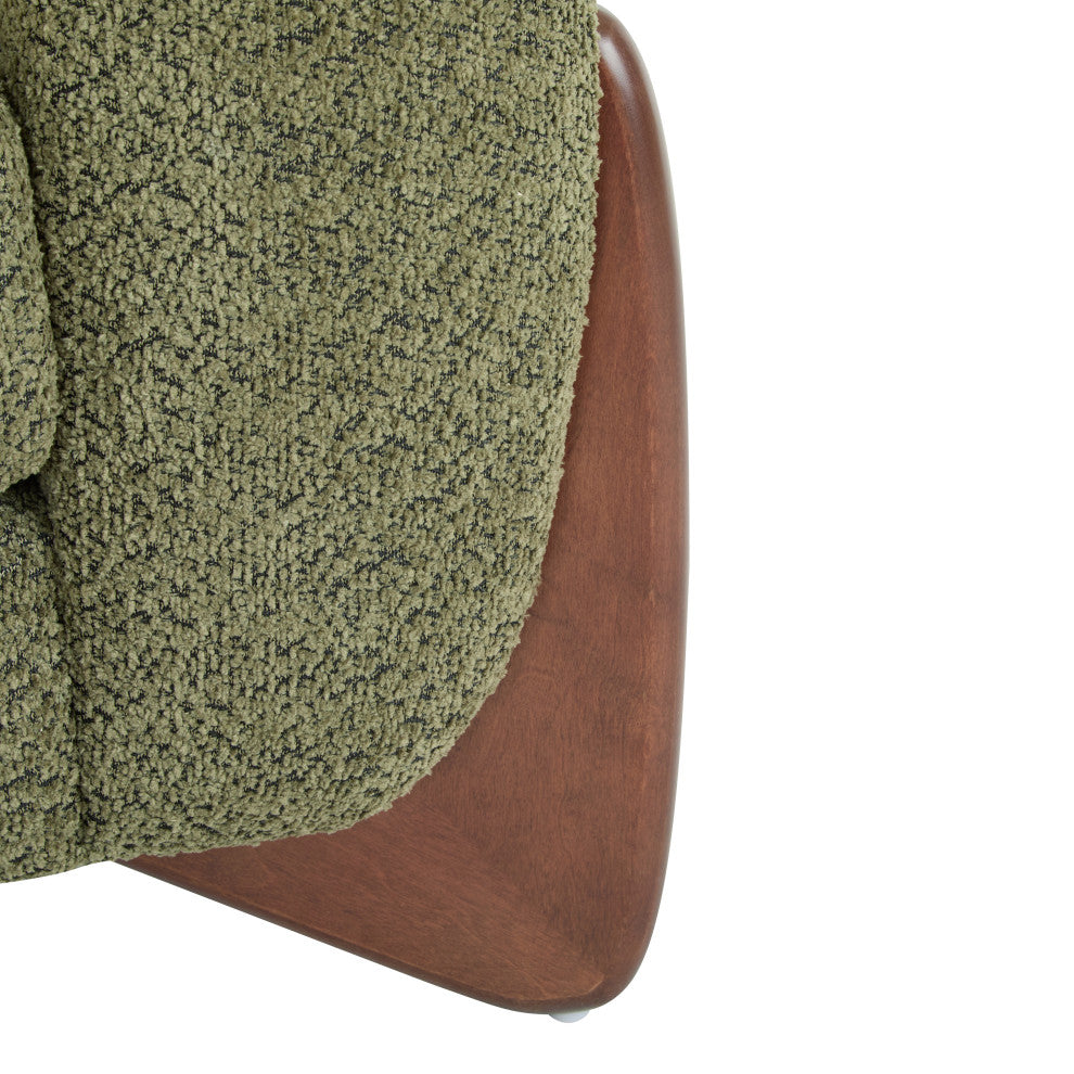 GDF Studio Modern Upholstered Boucle Accent Armchair With Wood Legs, Olive Green