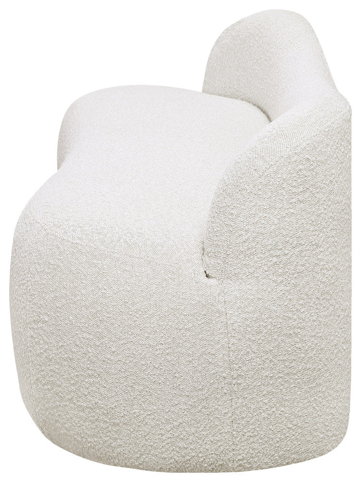 Flair Boucle Fabric Upholstered Bench, Cream