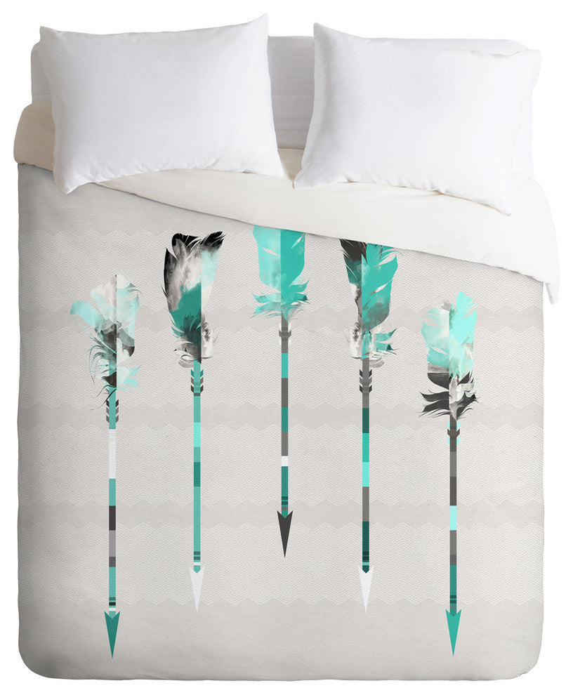 Deny Designs Iveta Abolina Teal Feathers Duvet Cover - Lightweight
