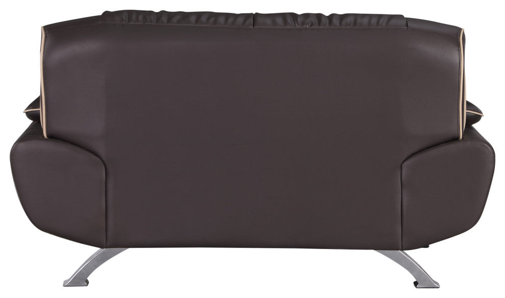 2-Piece Indoor Brown Genuine Leather Five Person Seating Set