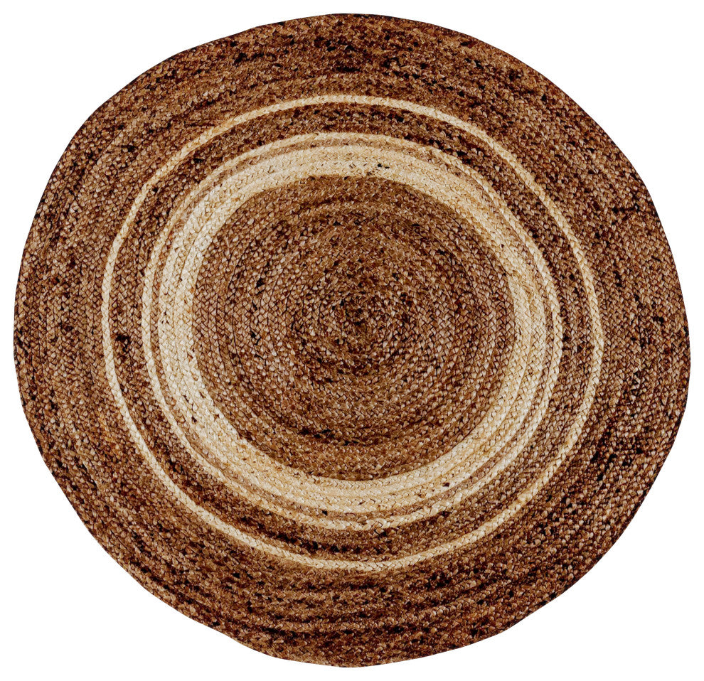 Natural Fiber Jute Area Rug - Braided Indoor Jute Rug - Natural Area Rugs, 4' Ro