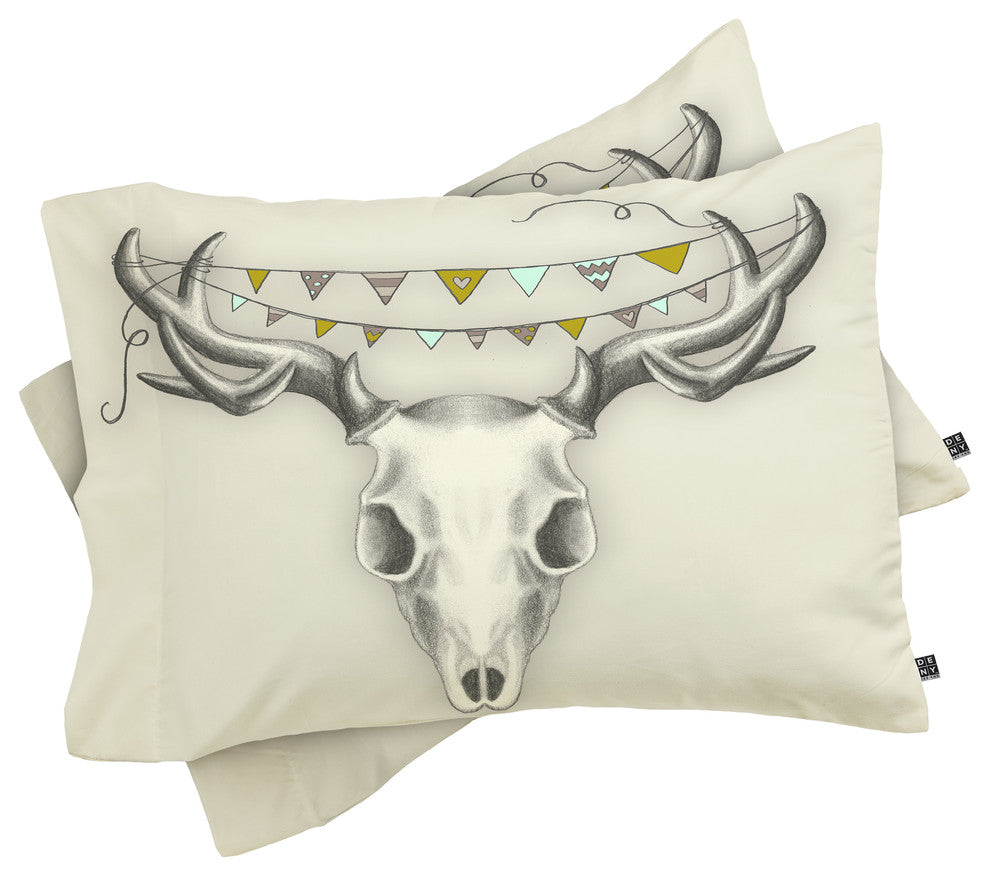 Deny Designs Wesley Bird Skull Pillow Shams, King
