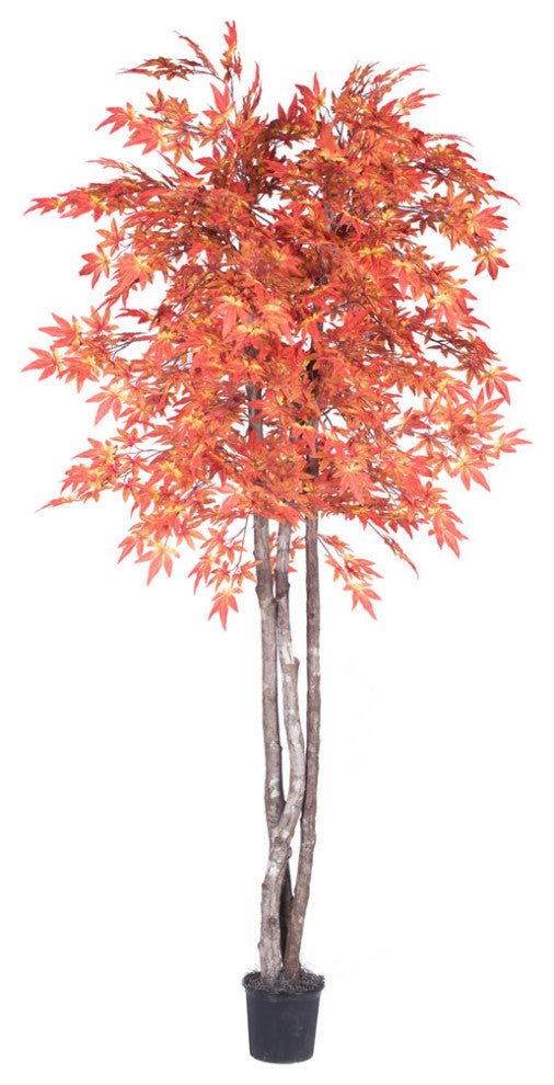 Vickerman TDx3760-07 6' Artificial Orange Maple Deluxe, Black Plastic Pot