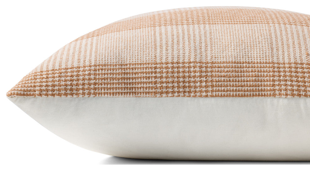 Chris Loves Julia x Loloi Auggie Orange / White 22'' x 22'' Cover, Down Pillow