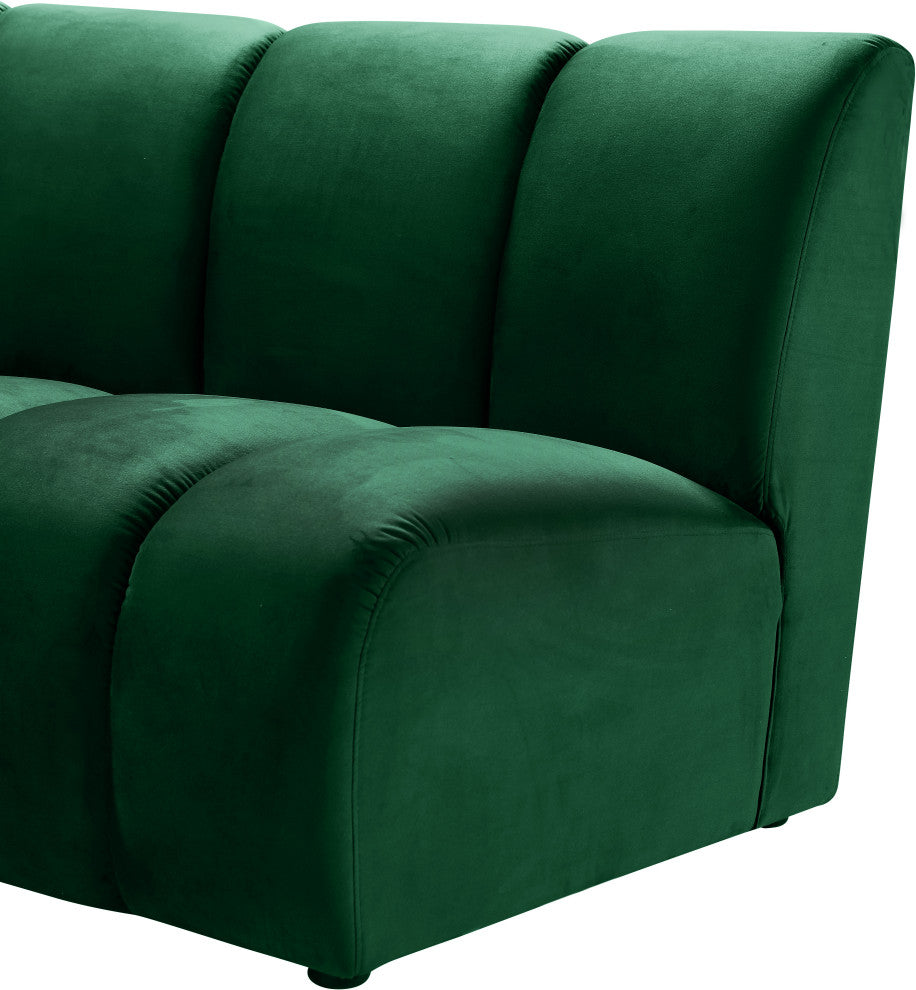 Infinity Channel Tufted Velvet Modular Chair, Green, 1 Piece