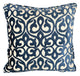 Plutus Velvety French Medallion Blue and Off White Geometric Luxury Throw Pillow, Double Sided  12"x25"