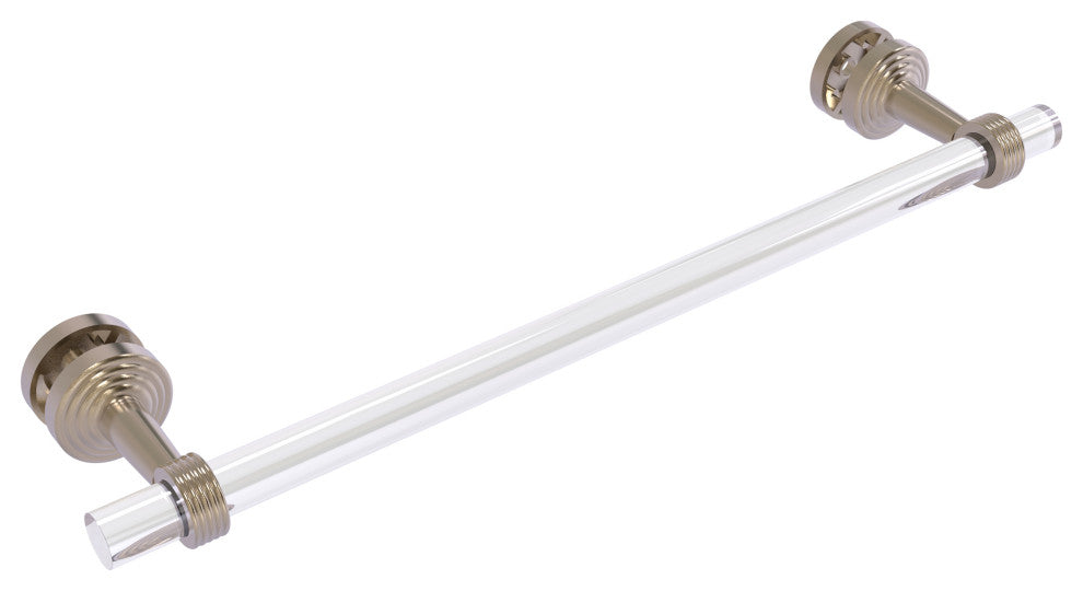 Pacific Beach 18" Shower Door Towel Bar with Groovy Accents, Antique Pewter