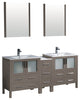 Torino 72" Gray Oak Modern Double Sink Bathroom Vanity, Faucet FFT3071BN