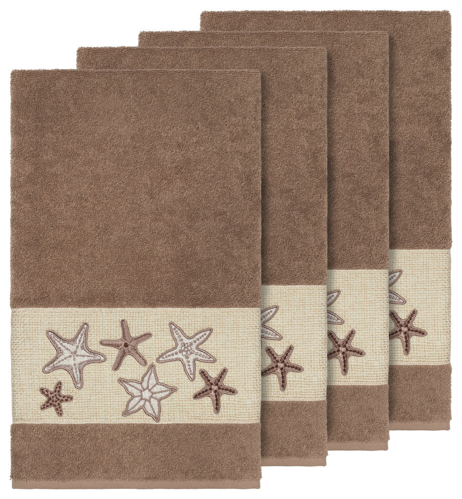 Lydia 4-Piece Embellished Bath Towel Set, Latte