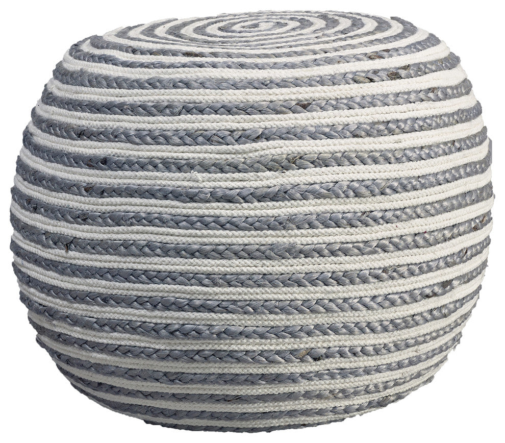 Silver Braided Pouf