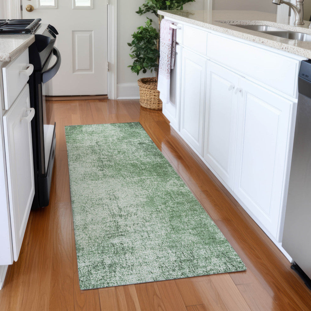 Machine Washable Indoor/Outdoor Chantille ACN1903 Green 2'3" x 7'6" Runner Rug