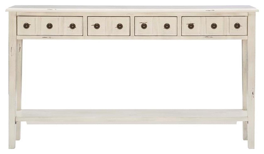 Linon Sadie Long Wood Console Table in Cream