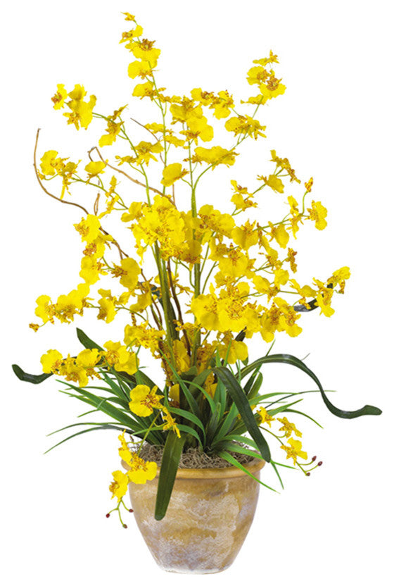 Dancing Lady Silk Orchid Arrangement, Yellow
