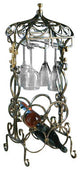 Fleur De Lis Mini Bar 4 Bottle Iron With Brass, Bronze