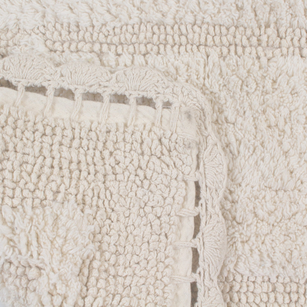 Casual Elegance Reversible Bath Rugs Set, 24x40 Rectangle, Ivory