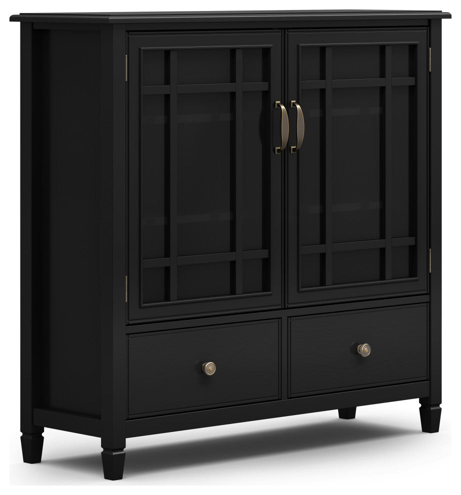 Connaught Solid Wood Tall Storage Cabinet, Black
