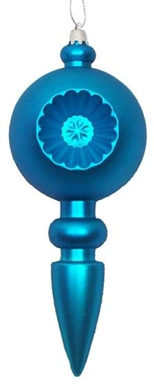 Retro Reflector Shatterproof Christmas Finial Ornaments, Set of 4, Matte Turquoi