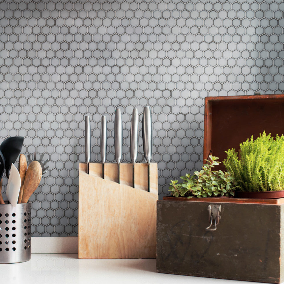 Hudson 1" Hex Silk White Porcelain Floor and Wall Tile