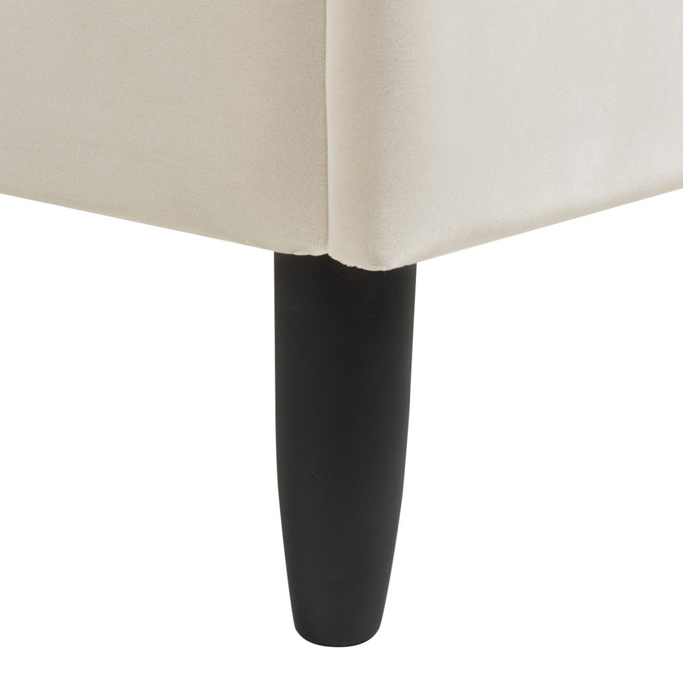 Aspen Modern Vertical Tufted Upholstered Platform Bed, French Beige Performance Velvet, Queen