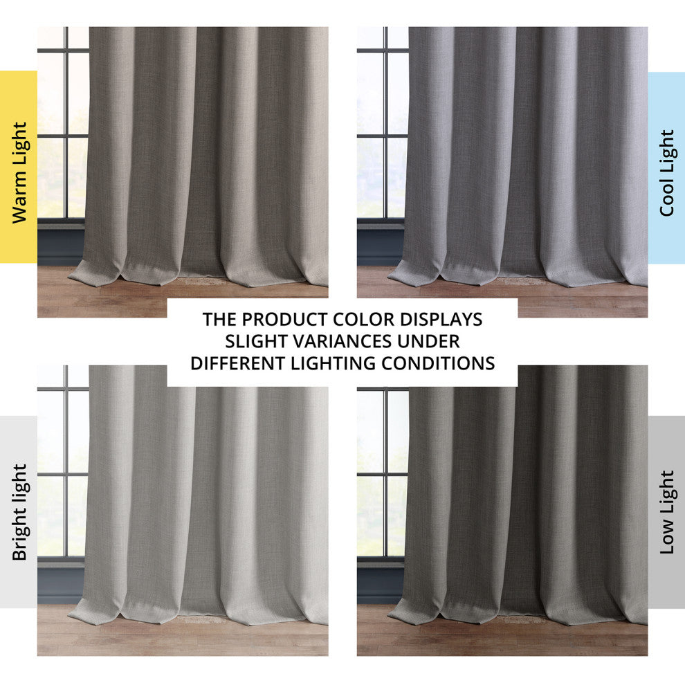 Faux Linen Grommet Room Darkening Curtain Single Panel, Clay, 50"x108"