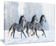 "Herd of Horses Run Across Snow" Landscape Print Wall Artwork, 20"x12"