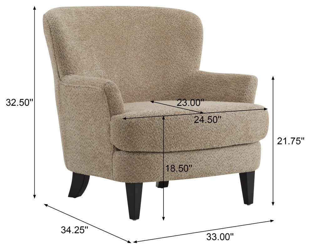 Gerald Boucle Upholstered Club Chair and Ottoman Set, Brown