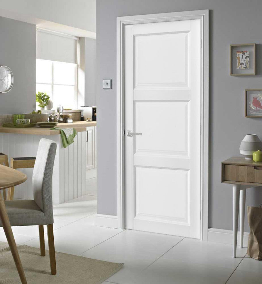 Pantry 3-Panels Door with Hardware | Lucia 2661 White Silk -36 x 80