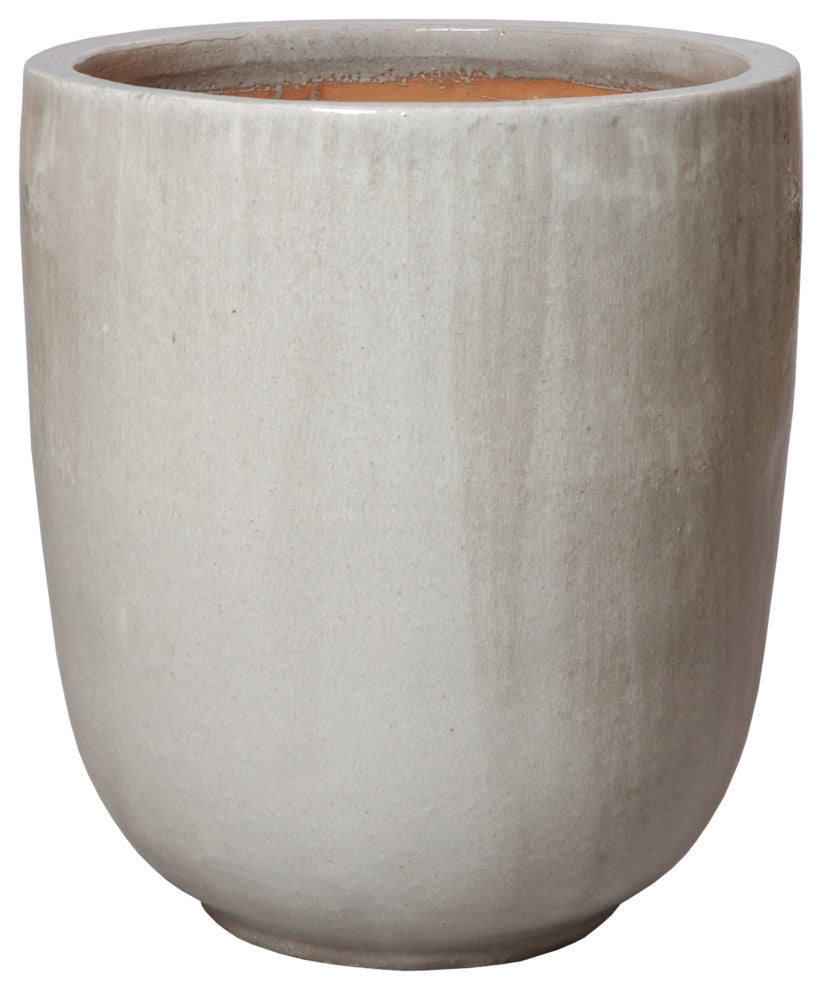 27" Round Gray Ceramic Planter