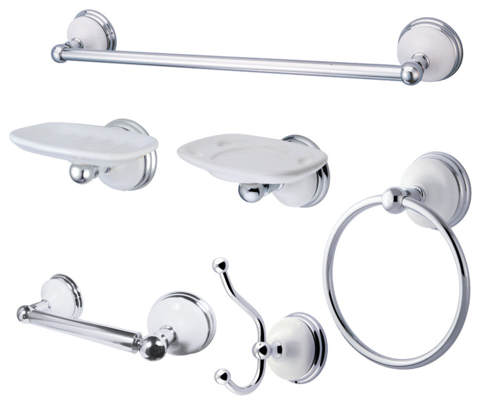 Kingston Brass 6-Piece Towel Bar Bathroom Hardware Set, Polished Chrome