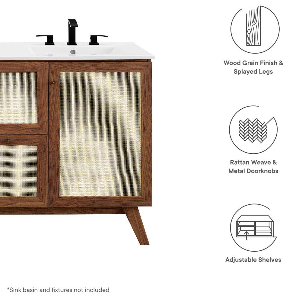 48" Single or Double Sink Compatible Bathroom Vanity Cabinet - Walnut