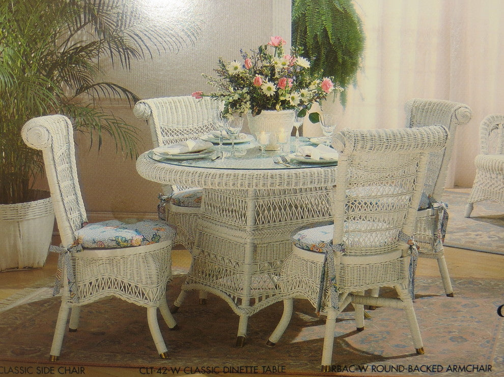 Classic 5-Piece Dining Set, White, Midnight Fabric