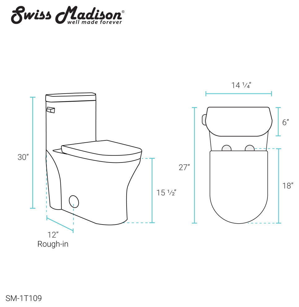 Monaco One Piece Elongated Left Side Flush Handle Toilet 1.28 gpf