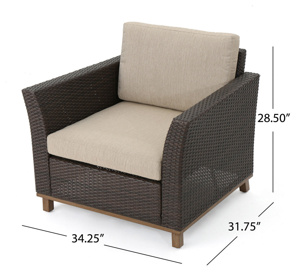 GDF Studio Grady Outdoor Aluminum Framed Mix Brown Wicker Club Chairs, Set of 2