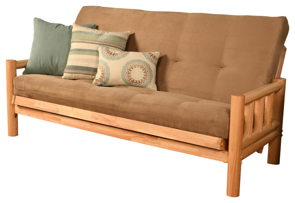 Gunner Frame Futon With Natural Finish, Suede Peat