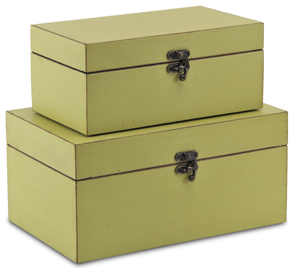 Weathered Green Boxes, Set of 2